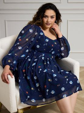 Coraline Icons Chiffon Dress Plus Size, , hi-res